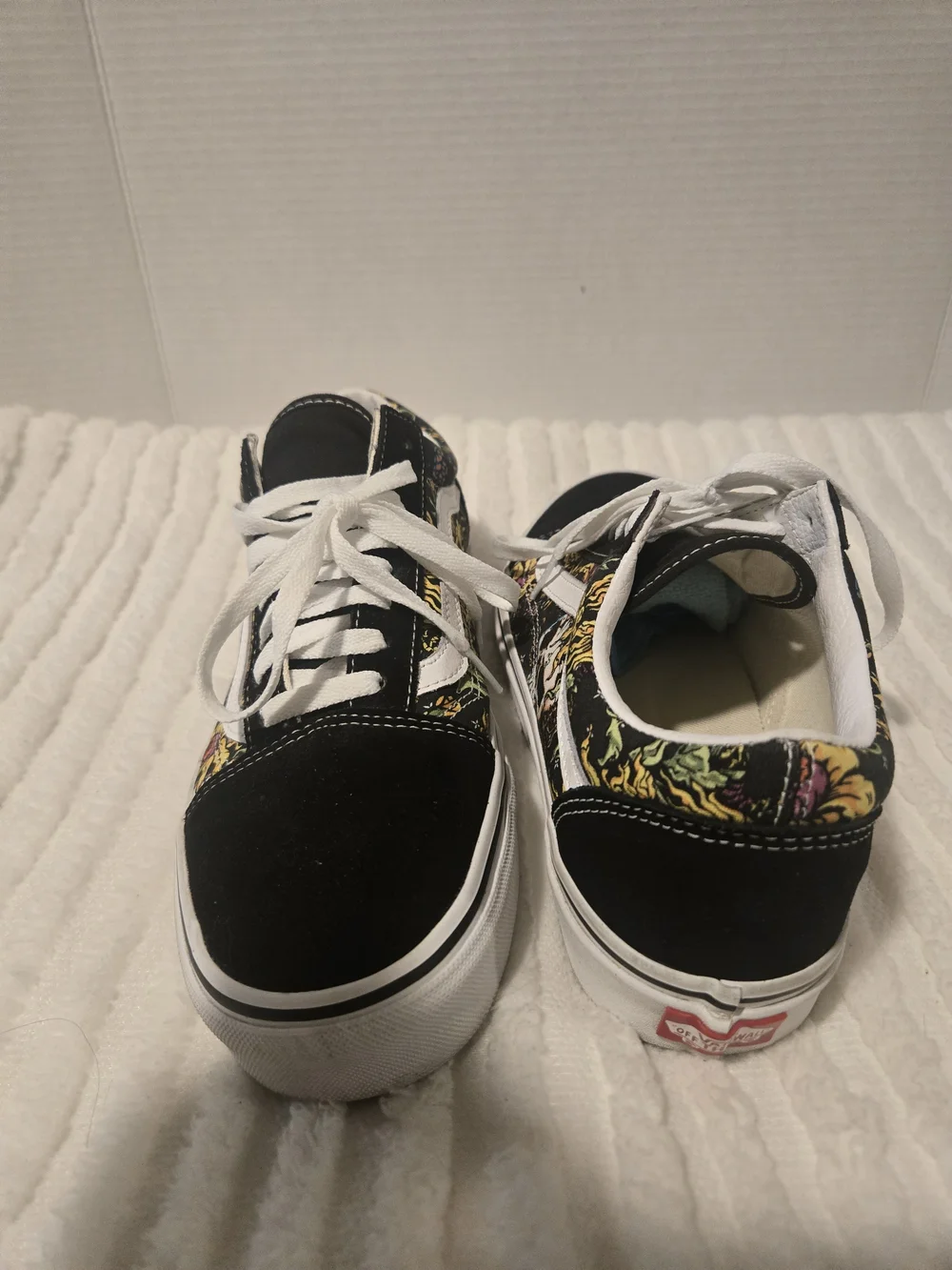Vans Black Low-Top Sneakers with Colorful Floral Skull Print